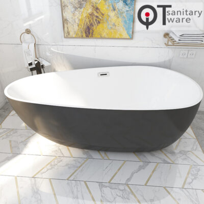 Nhà máy Phật Sơn cung cấp trực tiếp Bồn tắm acrylic mỏng đơn giản homestay Bồn tắm độc lập dành cho người lớnQT-020