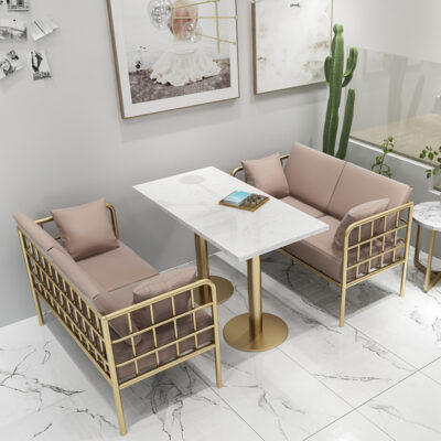 Bắc Âu lưới sắt đỏ thẻ ghế sofa ins bàn ghế sofa vải quán cà phê quán trà sữa giải trí bàn ghế kết hợp