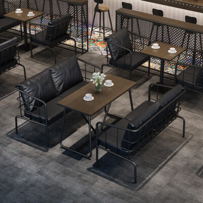Phong cách công nghiệp sắt nghệ thuật đôi ghế sofa nhỏ thẻ ghế trà sữa ca nhạc bar cà phê Nhà hàng phương tây bàn ăn kết hợp ghế