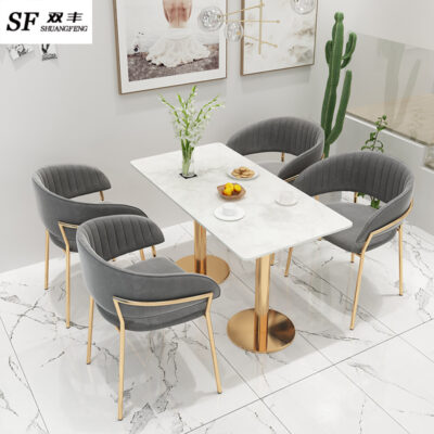 Bắc Âu Bàn Ăn Đá Cẩm Thạch Đơn Giản Khu Giải Trí Thanh Nước Bàn Tráng Miệng Cafe Nhà Hàng Phương Tây Bàn Ghế Ăn Bằng Sắt