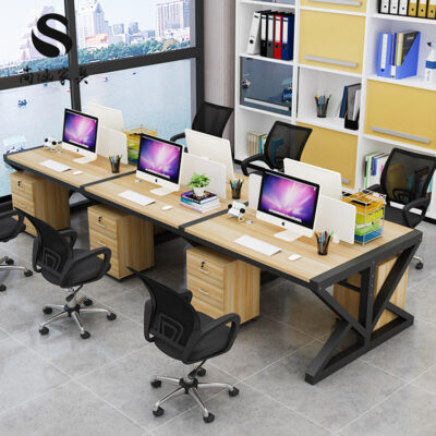 Bàn nhân viên đơn giản Bàn máy tính bốn người kết hợp ghế kết hợp Phòng làm việc vách ngăn màn hình bàn ghế nhân viên
