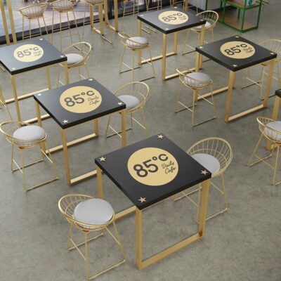 Đơn giản hiện đại sắt rèn quán cà phê quán trà sữa quán bar nhà hàng gỗ nguyên khối bàn tròn nhỏ bàn vuông bàn ăn bàn ghế bàn giải trí