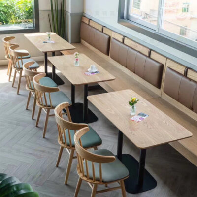 Nhà sản xuất tùy chỉnh nhà hàng thẻ ghế sofa bàn ăn kết hợp thức ăn nhanh cửa hàng món tráng miệng bàn ghế cafe bàn ghế ăn gỗ đặc