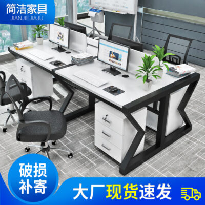 Bàn ghế kết hợp màn hình bàn nhân viên nội thất văn phòng bốn người bàn ghế máy tính để bàn đơn giản