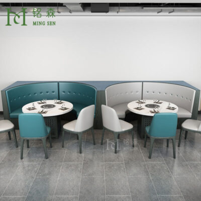 Chủ đề bàn lẩu thương mại bếp cảm ứng không khói đá cẩm thạch kebab bàn bán nguyệt hình chữ U ghế thẻ ghế sofa bàn ghế