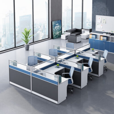 Bàn màn hình đơn giản của nhà sản xuất Phòng nhân viên bốn người nội thất văn phòng kết hợp bàn ghế nhân viên