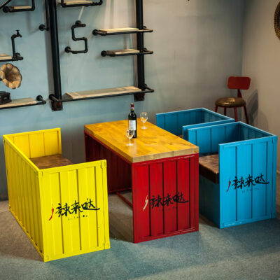 American loft công nghiệp cổ điển sofa thẻ ghế container nhà hàng bar cafe sofa thẻ ghế bàn ghế kết hợp