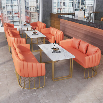 Đơn giản quán trà sữa thẻ ghế sofa nhà hàng thương mại cửa hàng tráng miệng quầy bar bàn ghế kết hợp ánh sáng sang trọng đàm phán sofa đôi