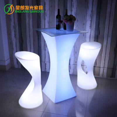 Đèn LED quán trà sữa bàn ghế ins lưới thanh đỏ Qing bar cafe nhà hàng giải trí bàn cao ngoài trời nội thất dạ quang