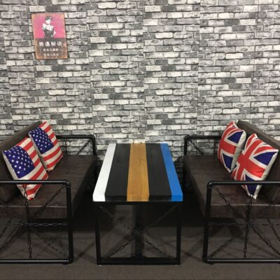 Retro kiểu cũ nhà hàng phong cách công nghiệp sofa thẻ ghế giải trí cafe rèn thanh sắt ống nước bộ bàn ghế kết hợp