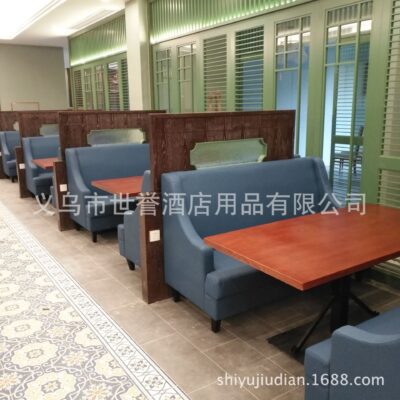 Cù Châu Kim Hoa Chủ Đề Nhà Hàng Thời Trang Nhà Hàng Sofa Khung Gỗ Chắc Chắn Thẻ Ghế Nhà Hàng Lẩu Bàn Tròn Sofa Hình Bán Nguyệt