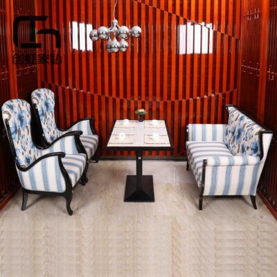 Nhà hàng phương Tây Thẻ phong cách Trung Quốc mới Ghế sofa Chuỗi quán cà phê Đồ nội thất phục vụ khách sạn Phong cách Trung Quốc Kết hợp bàn ghế gỗ nguyên khối