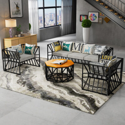 Thanh cà phê nhà hàng sofa thẻ ghế bàn trà Mỹ retro rèn sắt sofa ghế phòng khách nghiên cứu bàn ghế kết hợp