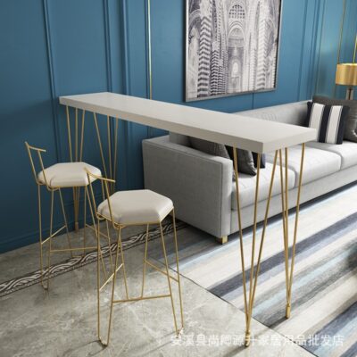 Bắc Âu Cửa Hàng Món Tráng Miệng Cafe Quầy Bar Bàn Ghế Hộ Gia Đình Đơn Giản Hiện Đại Cao Sắt Rèn Gỗ Chắc Chắn Bàn Ghế Dựa Vào Tường