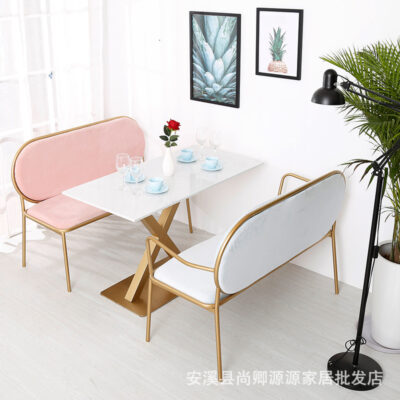 Món tráng miệng giản dị cửa hàng trà sữa bàn ghế kết hợp Bắc Âu cafe ghế đôi ghế sofa tối giản hiện đại ghế dài thẻ ghế