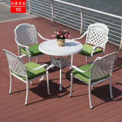 Bộ bàn ghế nhôm đúc ngoài trời kết hợp ban công sân bàn ăn bình thường homestay sân thượng ngoài trời khu dịch vụ bàn ghế sân vườn