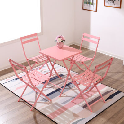 Ban công sắt rèn bàn ghế lưng ghế nhỏ bàn ghế đơn gấp nhà hiện đại tối giản giải trí đồ gỗ ngoài trời