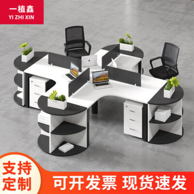 Bán buôn bàn ghế nhân viên hình dáng đặc biệt đơn giản hiện đại bàn nhân viên màn hình 3/8 người