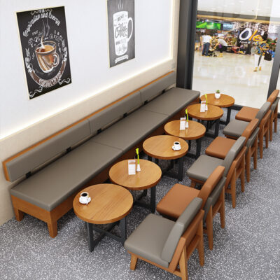 Quán cà phê thẻ đôi ghế sofa gói mềm giải trí thanh cuốn sách thương mại phục vụ bánh quán trà sữa kết hợp bàn ghế gỗ