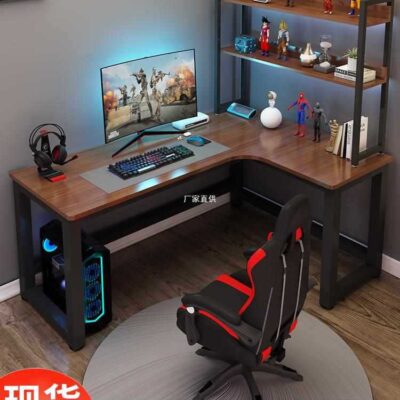 Góc bàn chơi game đôi đơn giản để bàn máy tính bàn ghế kết hợp bàn làm việc tại nhà bàn phòng ngủ bàn học