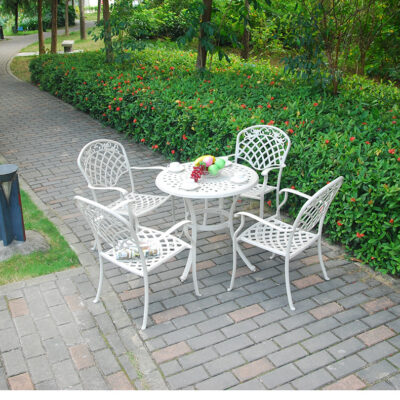 Ngoài Trời Sân Khách Sạn Biệt Thự Sân Vườn Bàn Ghế Park Paradise Trắng Ghế Giải Trí Nhôm Đúc Sắt Nội Thất Bán Buôn