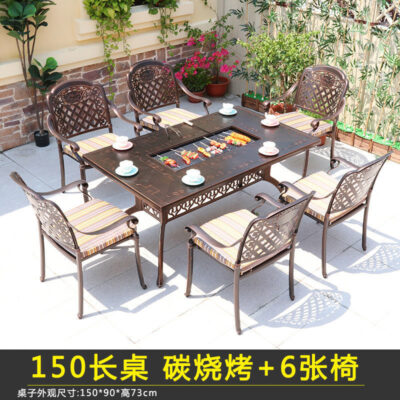 Bàn ghế ngoài trời sân vườn ban công giải trí bàn ghế nướng điện bằng nhôm đúc sân vườn ngoài trời bàn nướng ngoài trời bàn nướng bàn dài