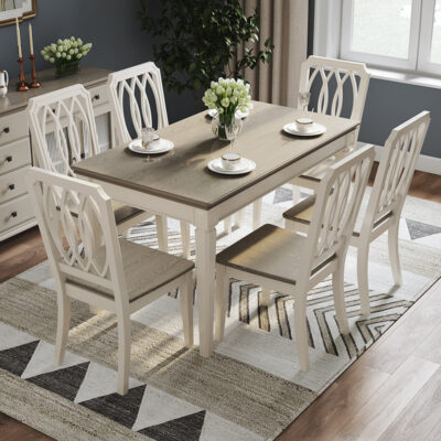 Bộ bàn ghế ăn gỗ sồi mỹ kết hợp gỗ sồi nguyên khối Bàn hình chữ nhật gia đình nội thất bàn ăn gia đình