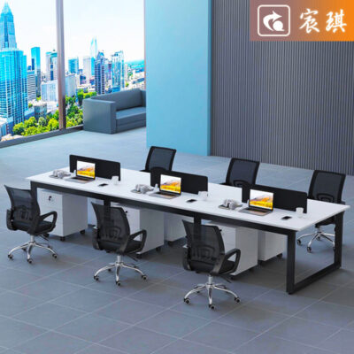 Bàn làm việc nhân viên bàn làm việc hiện đại Phòng nhân viên văn phòng làm việc màn hình bàn đôi ghế bốn người văn phòng máy tính kết hợp