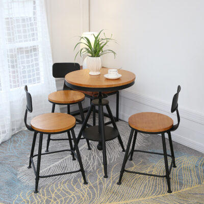 Bàn ghế ban công đơn giản kết hợp bàn ghế sắt rèn 3 món quán trà sữa cafe giải trí sáng tạo bàn cafe nhỏ bằng gỗ nguyên khối