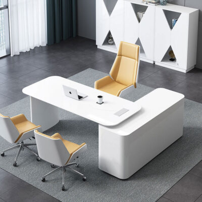 Bàn giám đốc thời trang sơn trắng bàn sếp bàn đơn giản hiện đại tại nhà kết hợp bàn ghế nội thất văn phòng