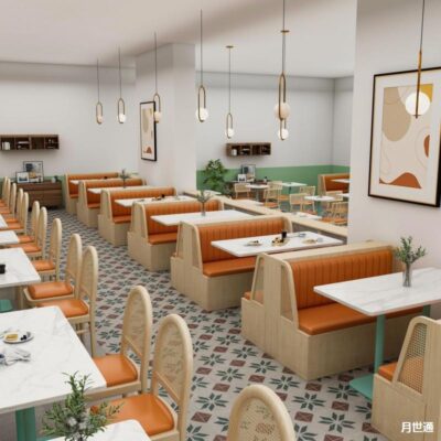 Phục vụ nhà hàng nhà hàng đan mây dựa vào tường gỗ cứng ghế sofa cafe Hamburg quán trà sữa kết hợp bàn ghế bán buôn