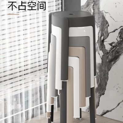 Ghế đẩu cao có thể xếp chồng lên nhau Ghế đẩu nhựa dày tại nhà tối giản hiện đại Ghế đẩu lốc xoáy lớn bằng nhựa có thể xếp chồng lên nhau Băng ghế cối xay gió