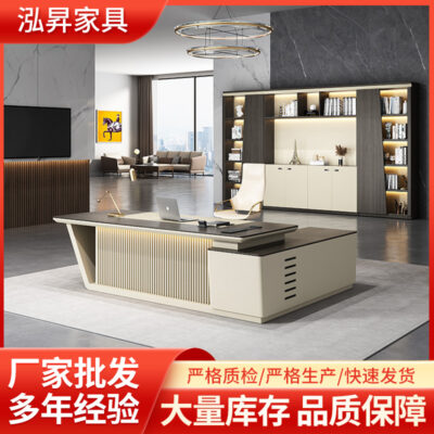 Bàn màu đen Bàn làm việc của ông chủ Văn phòng Chủ tịch Chủ tịch Bàn giám đốc Đơn giản hiện đại Bàn điều hành Kết hợp bàn và ghế