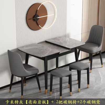 Bàn ăn bằng đá phiến sang trọng của Ý nhẹ gia đình bàn ăn gấp có thể thu vào và ghế bàn ăn bằng đá phiến đơn giản hiện đại