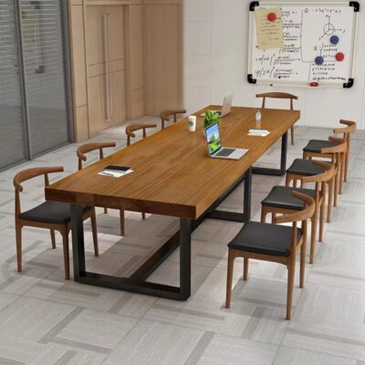 Bàn hội nghị gỗ rắn phòng họp đào tạo bàn đàm phán dài bàn ghế kết hợp hiện đại tối giản khúc gỗ lớn bàn làm việc