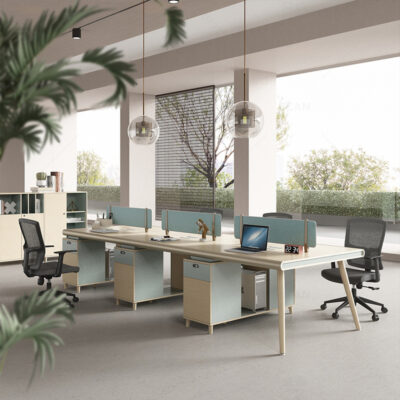 Bàn nhân viên hiện đại đơn giản Bàn máy tính bốn người một người Ghế nhân viên Nội thất văn phòng Bàn máy tính