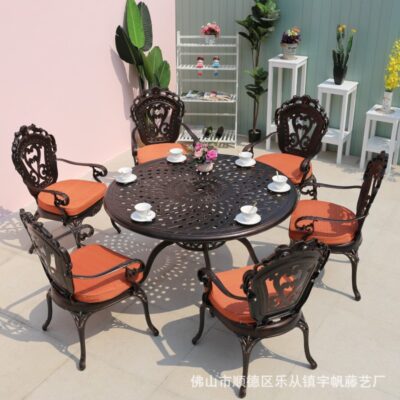 Bàn ghế nhôm đúc ngoài trời chống thấm nước hợp kim nhôm chống gỉ Bàn ghế ăn ngoài trời sân vườn ban công bàn ghế giải trí kết hợp tháo lắp