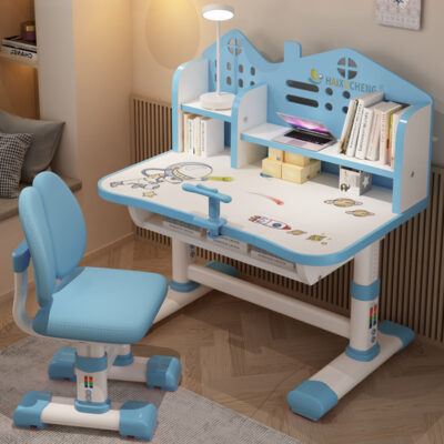 Bàn ghế học trẻ em có thể nâng lên hạ xuống bàn ghế viết bài tập ghế học giá sách bàn ghế tích hợp bàn học sinh cấp 1 và cấp 2