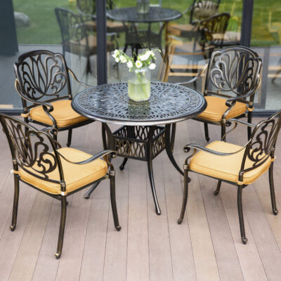 Bộ bàn ghế ngoài trời nhôm đúc bộ 3 bộ 5 món khách sạn homestay sân vườn ghế thư giãn sân ban công bàn cafe nhỏ kết hợp ngoài trời