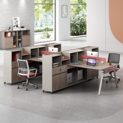 Nhân viên tủ cao kết hợp bàn làm việc tối giản hiện đại bàn nhân viên bàn ghế kết hợp bộ