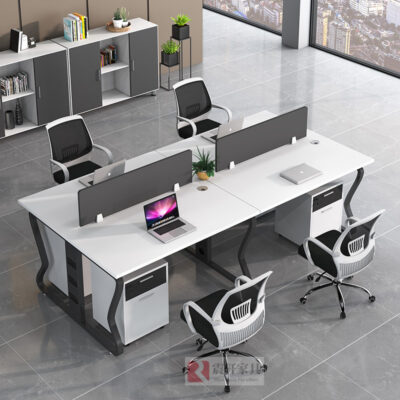Bàn nội thất văn phòng Thượng Hải nhân viên hiện đại đơn giản bốn người kết hợp màn hình bàn nhân viên màu trắng