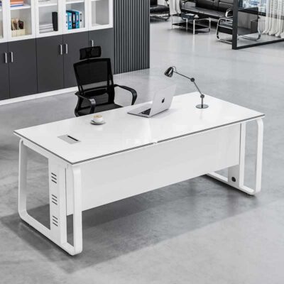 Bán buôn bàn sếp văn phòng đơn giản hiện đại bàn ghế đơn văn phòng kết hợp bàn giám đốc màu trắng máy tính chủ quản lý