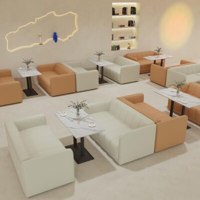 Phục vụ cao cấp quán trà sữa sofa quán cà phê bàn ghế kết hợp quầy bar đàm phán kinh doanh tiếp tân giải trí ghế đôi thẻ