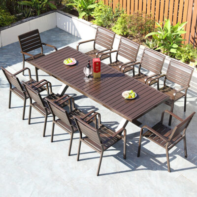 Bàn ghế ngoài trời sân vườn ngoài trời biệt thự ngoài trời ban công nhôm đúc kết hợp giải trí sân vườn toàn bộ hợp kim nhôm chống thấm chống nắng