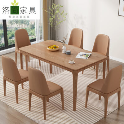 Bàn ăn gỗ tần bì gỗ tần bì Bắc Âu và ghế kết hợp bàn hình chữ nhật tối giản hiện đại nhà hàng căn hộ nhỏ bàn ăn tại nhà