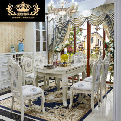 Bàn tròn kính thiên văn bằng đá cẩm thạch đa chức năng theo phong cách châu Âu Nội thất châu Âu đơn giản gấp căn hộ nhỏ kết hợp bàn ăn tròn và ghế