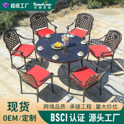 Bàn ghế ngoài trời nhôm đúc sân vườn ngoài trời giải trí biệt thự sân vườn sắt rèn sân thượng ban công kết hợp bàn trà