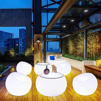 Bàn bar phát sáng bàn cà phê ban công bàn ghế nhỏ hoạt động ngoài trời sân lưới đỏ sáng tạo sạc một bàn và hai ghế nội thất