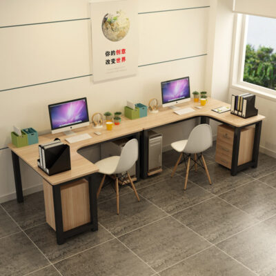 Bàn nhân viên đơn giản hộ gia đình một người góc thép không gỉ ghế đôi người bàn máy tính hiện đại bốn người