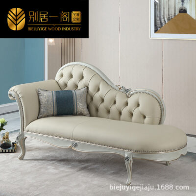 Ánh sáng sang trọng phong cách Pháp ghế dài bằng da nội thất phòng ngủ ghế sofa đơn đơn giản phong cách châu Âu bằng gỗ nguyên khối làm đẹp